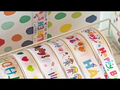 Feliz Aniversário, fita de algodão impressa