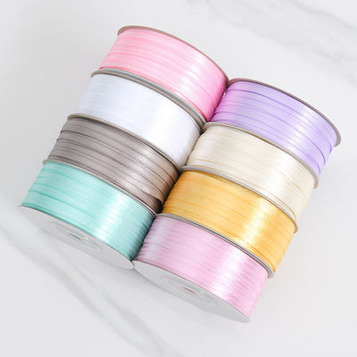 3mm estreita variedade de cores personalizada de alta durabilidade fita de poliéster de cetim para embalagem de presentes