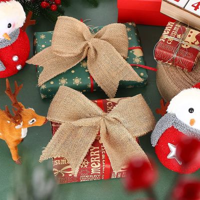 10 Yards Jute Burlap Ribbon Plain Tecido Cut Edge Burlap Ribbon de Natal