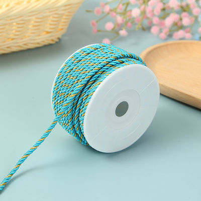 3 fios 2mm-10mm Polyester Nylon Cordel Fio de Ouro Misturado Para Pulseira