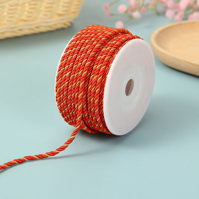 3 fios 2mm-10mm Polyester Nylon Cordel Fio de Ouro Misturado Para Pulseira