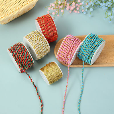 3 fios 2mm-10mm Polyester Nylon Cordel Fio de Ouro Misturado Para Pulseira