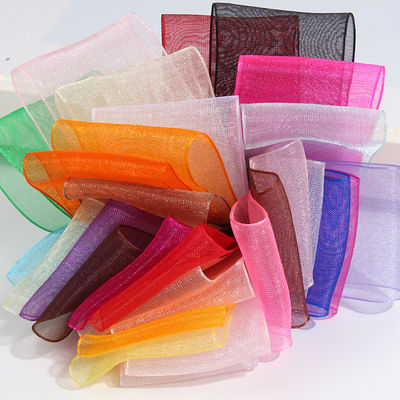 2.5cm fita de organza de poliéster para arcos de bricolage ou decoração de casamento ou embrulho de bolo