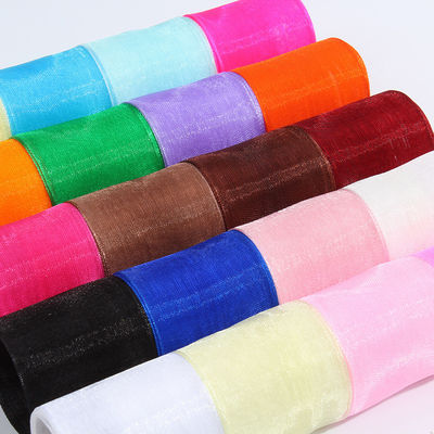 2.5cm fita de organza de poliéster para arcos de bricolage ou decoração de casamento ou embrulho de bolo