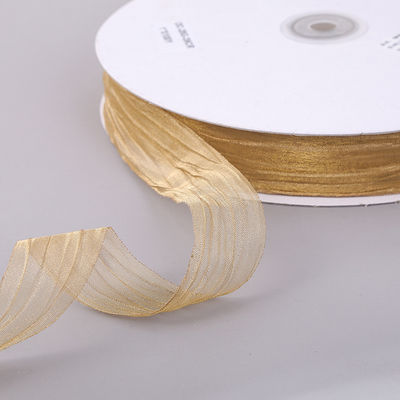 Embalagem de presentes 25mm Organza Coréia 2,5cm Sheer Wired Ribbon