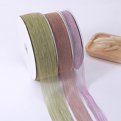 Embalagem de presentes 25mm Organza Coréia 2,5cm Sheer Wired Ribbon