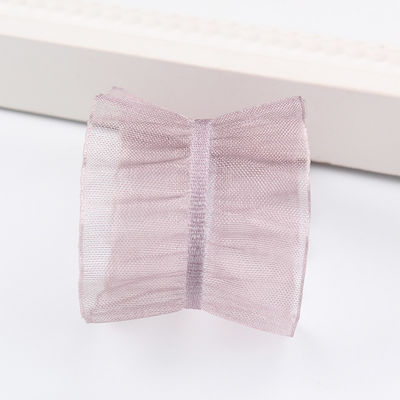 25mm de borda 38mm de rugas fita de organza de poliéster para faixa de cabelo DIY