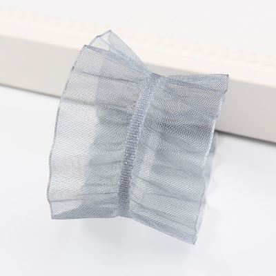 25mm de borda 38mm de rugas fita de organza de poliéster para faixa de cabelo DIY