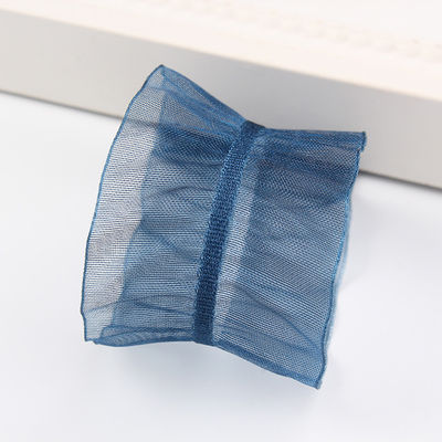 25mm de borda 38mm de rugas fita de organza de poliéster para faixa de cabelo DIY