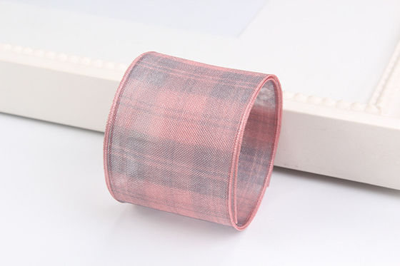 Faixa de organza de poliéster de 6mm-38mm para embalagem de presentes de chocolate de flores