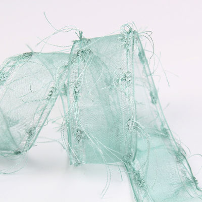 25mm-50mm Tassel Edge Polyester Organza Ribbon para Flor Chocolate Embalagem de presentes e decoração de vestuário