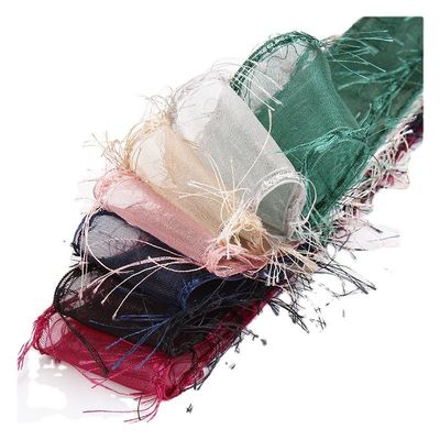 25mm-50mm Tassel Edge Polyester Organza Ribbon para Flor Chocolate Embalagem de presentes e decoração de vestuário