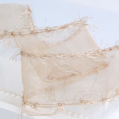 25mm-50mm Tassel Edge Polyester Organza Ribbon para Flor Chocolate Embalagem de presentes e decoração de vestuário