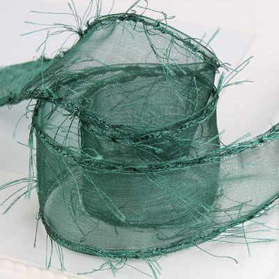25mm-50mm Tassel Edge Polyester Organza Ribbon para Flor Chocolate Embalagem de presentes e decoração de vestuário