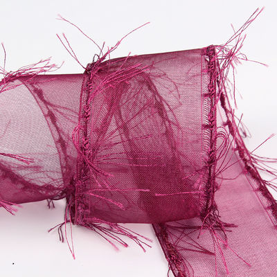 25mm-50mm Tassel Edge Polyester Organza Ribbon para Flor Chocolate Embalagem de presentes e decoração de vestuário