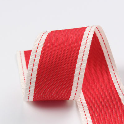 Faixa de poliéster com bordas costuradas de 6 mm a 40 mm rolos de fita de poliéster verde vermelho