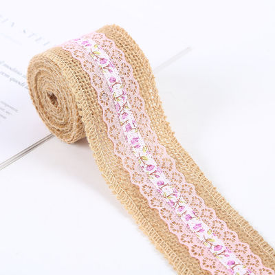 6.5cm Jute Burlap Faixa Plain Satin Tecido Bordas 10 Yards Eco Friendly