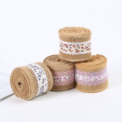 6.5cm Jute Burlap Faixa Plain Satin Tecido Bordas 10 Yards Eco Friendly