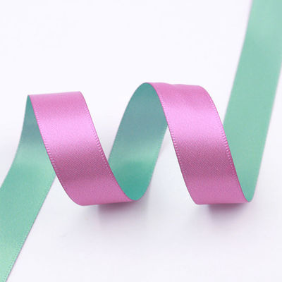 Duplas cores de fita de poliéster rolha rosa azul fita de poliéster de cetim de 25 mm