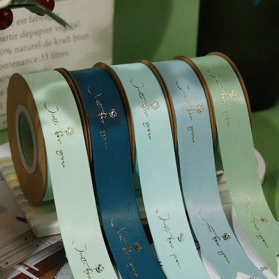 Folha de ouro personalizada estampada fita satinada de poliéter para embalagem de presentes