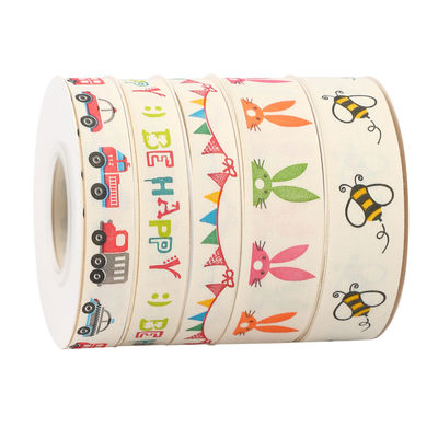 Fita de presente personalizada de desenhos animados 1cm-2,5cm Fita de impressão animal Branco