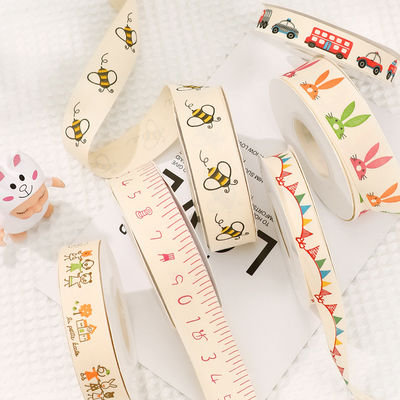 Fita de presente personalizada de desenhos animados 1cm-2,5cm Fita de impressão animal Branco