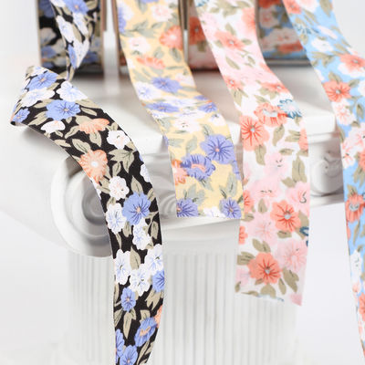 Floral Blossom Impressed Cotton Ribbon 25mm Personalizado Gift Ribbon