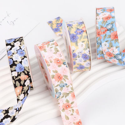 Floral Blossom Impressed Cotton Ribbon 25mm Personalizado Gift Ribbon