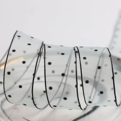 10mm-60mm Dot Velvet Wired Ribbon Embroidery duplo lado de veludo
