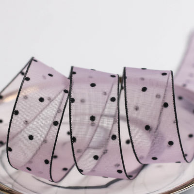 10mm-60mm Dot Velvet Wired Ribbon Embroidery duplo lado de veludo