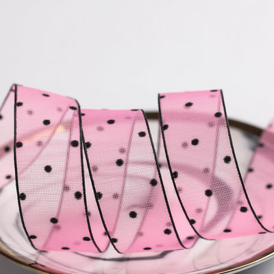 10mm-60mm Dot Velvet Wired Ribbon Embroidery duplo lado de veludo