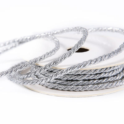 Corda de poliéster trançada de ouro e prata, de 5 mm, de 3 fios.