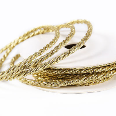 Corda de poliéster trançada de ouro e prata, de 5 mm, de 3 fios.