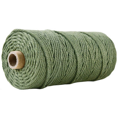 Corda de Nylon de 3 fios verdes 3 mm Macrame Corda de algodão trançada