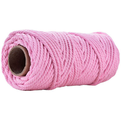 50m Corda de Macrame Rosa em Pó 5mm ISO9001 Corda de algodão rosa 3 fios