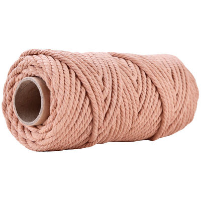 50m Corda de Macrame Rosa em Pó 5mm ISO9001 Corda de algodão rosa 3 fios