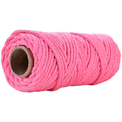 50m Corda de Macrame Rosa em Pó 5mm ISO9001 Corda de algodão rosa 3 fios