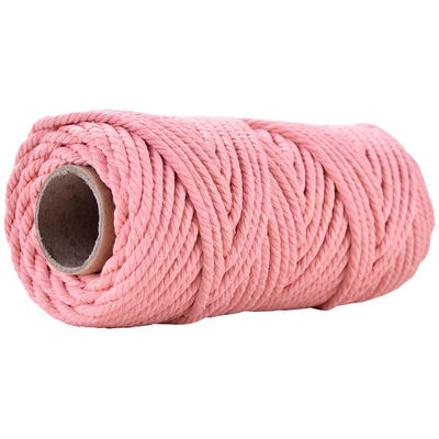 50m Corda de Macrame Rosa em Pó 5mm ISO9001 Corda de algodão rosa 3 fios