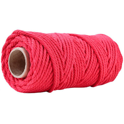 50m Corda de Macrame Rosa em Pó 5mm ISO9001 Corda de algodão rosa 3 fios