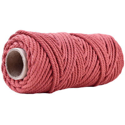 50m Corda de Macrame Rosa em Pó 5mm ISO9001 Corda de algodão rosa 3 fios