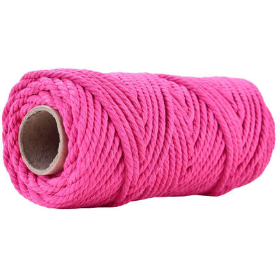 50m Corda de Macrame Rosa em Pó 5mm ISO9001 Corda de algodão rosa 3 fios