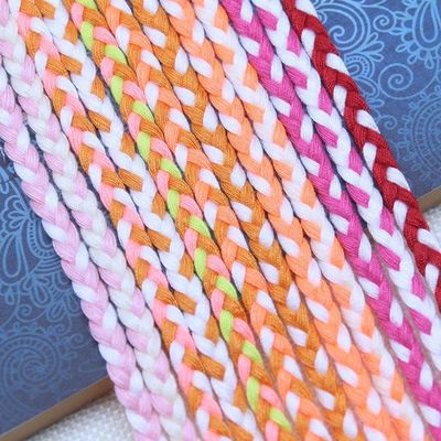Vestuário 3 fios Cordão de Macrame Laranja Branco 5 mm 3 fios Cordão de algodão