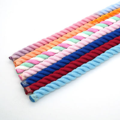 13mm Cordão de algodão de três fios de cor misturada de cor torcida Cordão de escalada de trela de cão