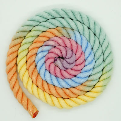 13mm Cordão de algodão de três fios de cor misturada de cor torcida Cordão de escalada de trela de cão