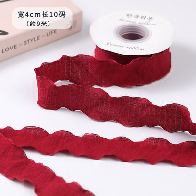 40mm de Valentine's cor Jute fita Linho de rugas borda Jute fita de rede