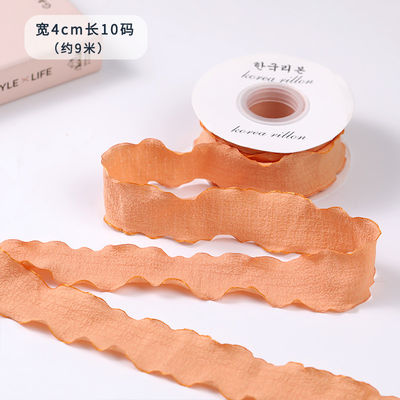 40mm de Valentine's cor Jute fita Linho de rugas borda Jute fita de rede