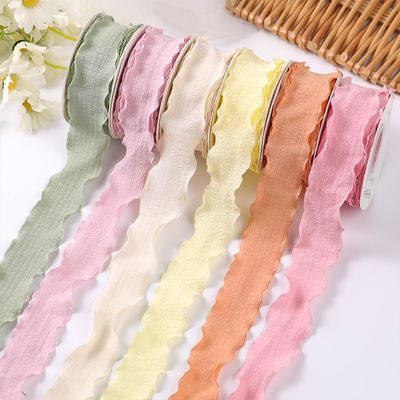 40mm de Valentine's cor Jute fita Linho de rugas borda Jute fita de rede