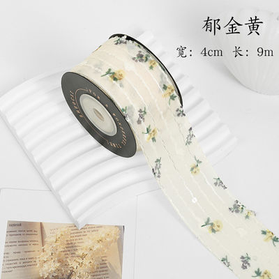 Flor Impressa Faixa de Organza Personalizada 4cm Flora Marfim Faixa de Organza