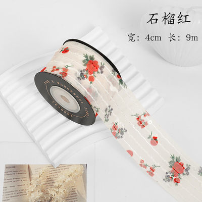 Flor Impressa Faixa de Organza Personalizada 4cm Flora Marfim Faixa de Organza