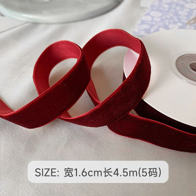 Faixa de veludo de 38 mm com duas faces 3,8 cm Faixa de veludo vermelho escuro